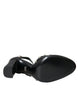 Dolce & Gabbana Black Lilies Crystal Heels Pumps Shoes