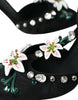Dolce & Gabbana Black Lilies Crystal Heels Pumps Shoes