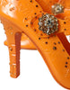 Dolce & Gabbana Orange CINDERELLA Floral Crystal Pumps Shoes