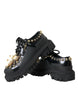 Dolce & Gabbana Black Leather Trekking Derby Embellished Shoes