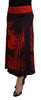 Dsquared² Red Printed High Waist A-line Pleated Midi Skirt