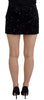 Dsquared² Black Embellished Mid Waist A-line Mini Skirt