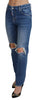 Dsquared² Cool Girl Blue Distressed Mid Waist Denim Jeans