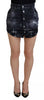 Dsquared² Black Checkered High Waist A-line Denim Mini Skirt