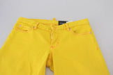 Dsquared² Yellow Cotton Low Waist Cropped Jennifer Denim Jeans