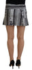 Dsquared² Gray Black Stripes Mid Waist A-line Mini Skirt