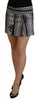 Dsquared² Gray Black Stripes Mid Waist A-line Mini Skirt