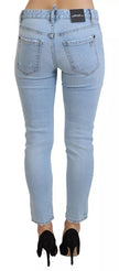 Dsquared² Blue Tattered Mid Waist Cropped Twiggy Denim Jeans