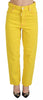 Dsquared² Yellow Cotton High Waist Straight Denim Boston Jeans