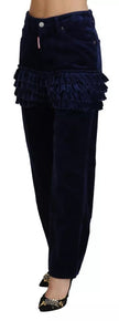 Dsquared² Blue Ruffles HighWaist Cotton Denim Boston Fit Pants