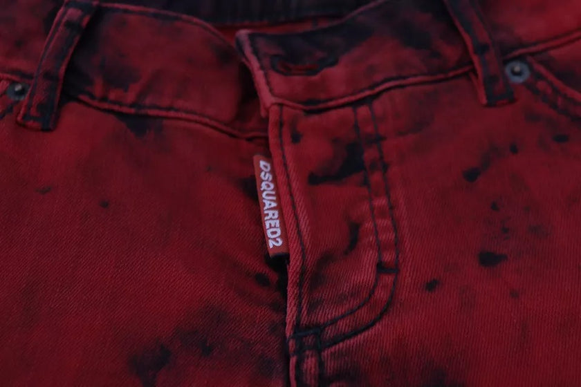Dsquared² Red Low Waist Cotton Stretch Skinny Pants