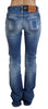 Dsquared² Blue Washed Cotton Mid Waist Flared Denim Jeans