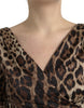 Dolce & Gabbana Brown Leopard Print Bodycon V-neck Midi Dress