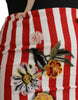 Dolce & Gabbana Red White Floral Sleeveless Sheath Midi Dress