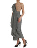 Dolce & Gabbana Gray Beige Layered One Shoulder Maxi Dress