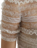 Dolce & Gabbana White Nylon Sheer Tiered Lace Maxi Dress