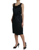 Dolce & Gabbana Black Polyester Lace Trim Sheath Midi Dress
