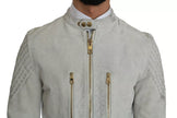 Dolce & Gabbana Leather White Biker Motorcycle Jacket