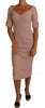 Dolce & Gabbana Dusty Pink Midi Sheath Crystal Buttons Dress