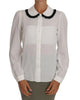 Dolce & Gabbana White Silk Shirt Ruffle Rouded Collar Blouse