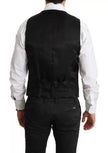 Dolce & Gabbana Black Wool Stretch Waistcoat Formal Dress Vest