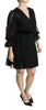 Dolce & Gabbana Black Mesh Pleated Mini Silk Blend Dress