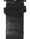 Dolce & Gabbana Black Blue Logo Silver Metal Buckle Belt