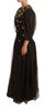 Dolce & Gabbana Black Crystal Floral Maxi Ball Gown Dress