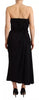 Dolce & Gabbana Black Silk Stretch Strapless Sheath Midi Dress