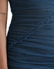 Dolce & Gabbana Blue Mesh Trim Ruched Tulle Sheath Dress
