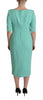 Dolce & Gabbana Mint Green Sheath Square Neckline Midi Dress