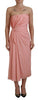 Dolce & Gabbana Pink Silk Stretch Strapless Sheath Midi Dress