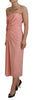 Dolce & Gabbana Pink Silk Stretch Strapless Sheath Midi Dress