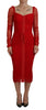 Dolce & Gabbana Red Mesh Trim Bodycon Sheath Midi Dress