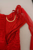 Dolce & Gabbana Red Mesh Trim Bodycon Sheath Midi Dress