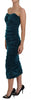 Dolce & Gabbana Silk Blend Blue Satin Fitted Strapless Dress