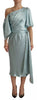 Dolce & Gabbana Silk Mint Green Fit Cut One Shoulder Midi Dress