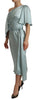 Dolce & Gabbana Silk Mint Green Fit Cut One Shoulder Midi Dress