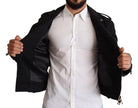 Dolce & Gabbana Black Brocade Full Zip Biker Coat Jacket