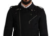 Dolce & Gabbana Black Brocade Full Zip Biker Coat Jacket