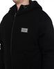 Dolce & Gabbana Black Cotton Hooded Logo Bomber Jacket