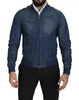 Dolce & Gabbana Blue Leather Perforated Full Zip Jacket