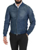 Dolce & Gabbana Blue Leather Perforated Full Zip Jacket