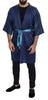Dolce & Gabbana Blue Satin Silk Waist Belt Robe Jacket