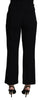 Dolce & Gabbana Black Wool Stretch Cropped Capri Trouser Pants