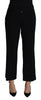 Dolce & Gabbana Black Wool Stretch Cropped Capri Trouser Pants