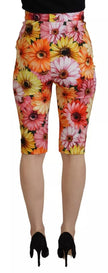 Dolce & Gabbana Multicolor Floral High Waist Cropped Pants