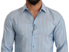 Dolce & Gabbana Blue Striped Silk Formal Dress MARTINI Shirt