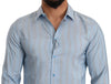 Dolce & Gabbana Blue Striped Silk Formal Dress MARTINI Shirt