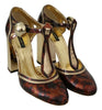 Dolce & Gabbana Gold Leopard T-strap Pumps Sandals Shoes